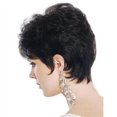 thumbnail image 4 of Peluca con microrollos de pelo corto y rizado de color marrón para mujer, estilo europeo y americano, con parte superior entera y tocado, 4 of 5