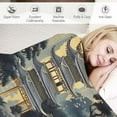 thumbnail image 3 of Orinice Asian Scenic Chinoiserie Soft Flannel Throw Blanket Aqua Teal Blue Asian Scenic Pagoda Throw Blankets Oriental Ancient Pagoda Garden Blankets Cozy Decorative Blankets &amp; Throws  60x80in, 3 of 6