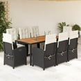 thumbnail image 1 of vidaXL 9 Piece Garden Dining Set with Cushions Black Poly Rattan, 1 of 5