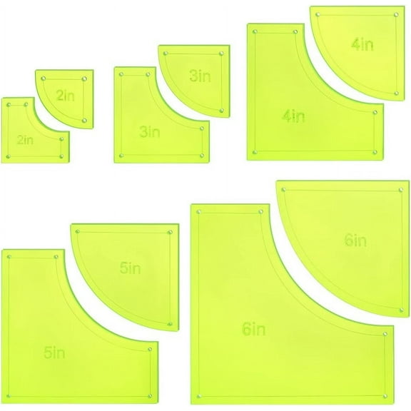 10PCS Quilting Templates Set 2" 3" 4" 5" 6" Bright Yellow Reusable Acrylic Quilting Template with Film Protection for Woodworking Quilting Sewing Needlework Craft Hole: 3mm Yellow