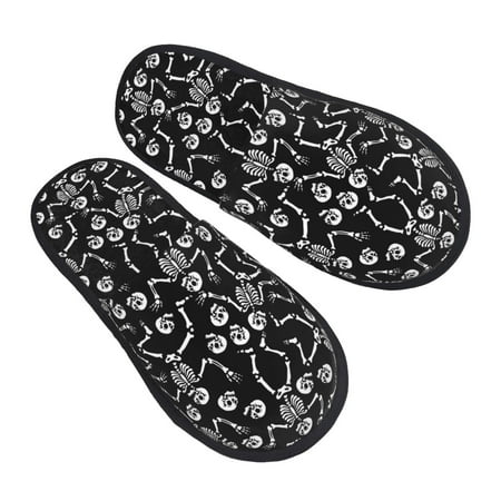 

Kdxio Skeletons Dancing Pattern Slippers for Women Memory Foam Fuzzy House Slippers Bedroom Non-slip Warm Womens Slippers