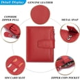 thumbnail image 7 of SCHLATUM Genuine Leather Rfid Blocking Wallet for Women, Bifold Purse with Removable Card Slot, 14 Card Slots, Zipper Coin Pocket, Red, 7 of 7