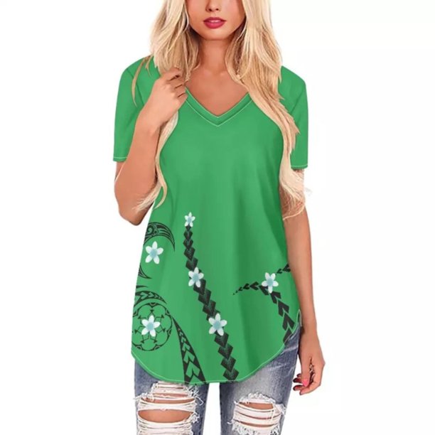 Gibobby Casual Playera de Manga Corta para Mujer Camiseta manga corta informal con cuello en V estampada para mujer(D,M)