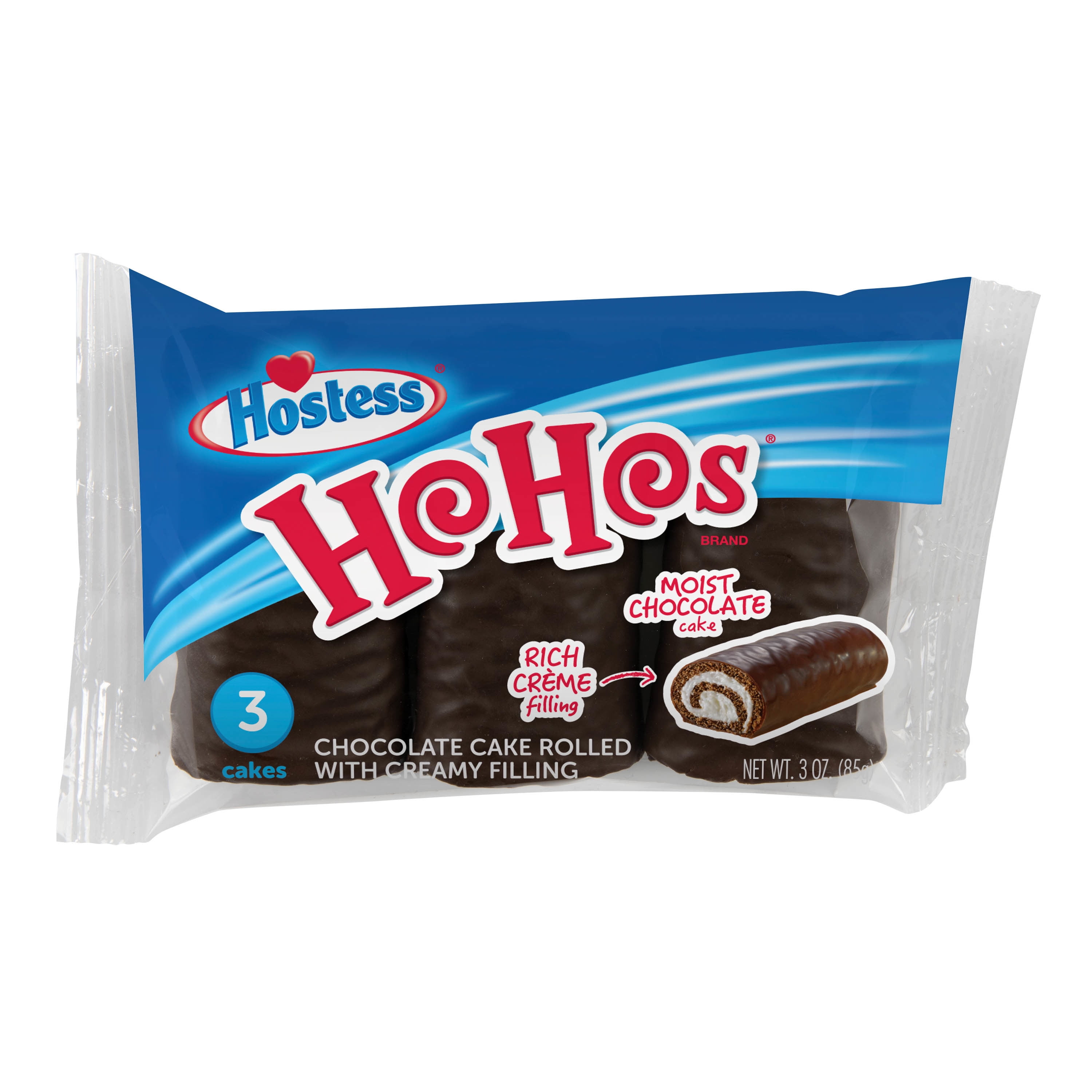 HOSTESS HOHOS, Chocolate Snack Cakes, Single Serve, 3 oz, 3 Count