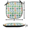 thumbnail image 4 of Jurassic Chair Seating Cushion Set of 12, Colorful Dinosaur Pattern Beast Fantasy Primeval Times Happiness, Seat Pads for Office with Anti-slip Backing, 16"x16", Green Turquoise Marigold, by Ambesonne, 4 of 7