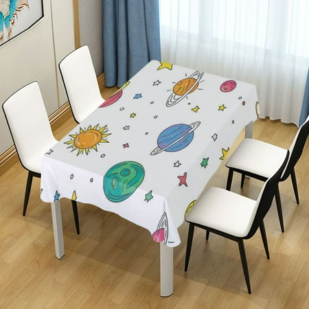 

60x120 Inch Tablecloth Polyester Square Tablecloth for Home Kitchen Dinner Decor Cartoon Solar System
