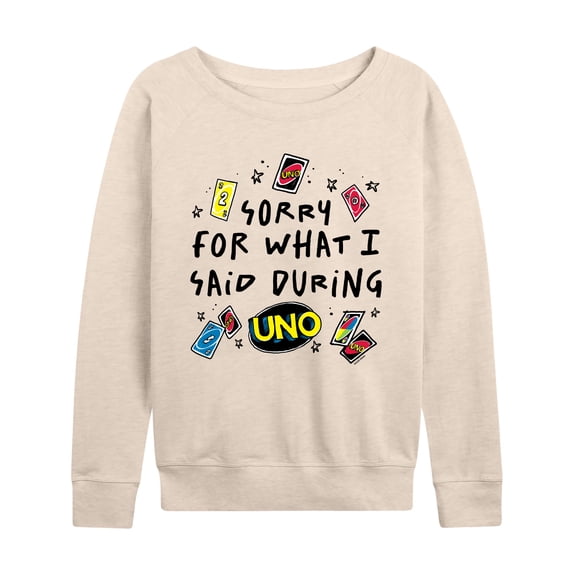 Uno - Sorry For What Said Lightweight French Terry Wide Neck Long Sleeve Graphic Shirt