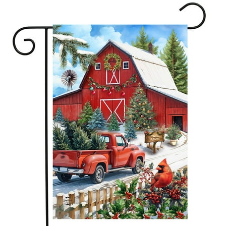 Briarwood Lane Red Barn Christmas Garden Flag