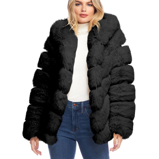 Chaqueta de invierno con capucha para mujer, cálida y con parches de ry, color liso