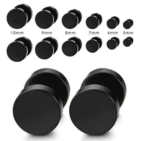 DESIGNICE 6 Pair Stud Earrings For Men Women Faux Gauges Ear Tunnel Fake Gauge Earrings Punk Barbell Shaped Earrings Titanium Steel