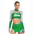 thumbnail image 7 of Aislor Women Cheerleading Crop Top with Skirt 2-Piece Cheer Leader Uniform Fancy Dress Green S, 7 of 7