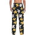 thumbnail image 3 of Goofa Lilies Flowers Printed Soft Pajama Pants for Men, Wide Leg Comfy Casual Lounge Yoga Pants-, 3 of 9