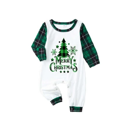 

Deals!! Christmas Tree Printed Polyester Family Matching Pajamas Sets Parent Child Baby Outfit Parent Child Warm Christmas Set Plaid Printed Home Wear Pajamas Baby Jumpsuit Romper Green 3 Months