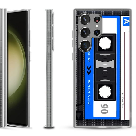 Shockproof Gel Phone Case for Samsung Galaxy S23 Ultra 5G, by OneToughShield ® - Cassette Blue