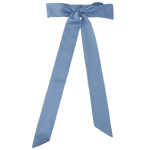 Bufanda flaca de mujer Color sólido Bufandas largas puras Pañuelo para el cuello gris azul 196*5cm/77.17*1.97 inches(L*W)