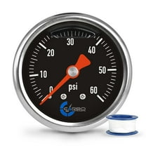 CARBO Instruments 1-1/2" Fuel Pressure Gauge, Stainless Steel Case 304, Chrome Plated BRASS Connection, Glycerin Filled, 0-60 Psi, Accuracy 3-2-3%, BACK Mount 1/8" NPT