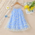 thumbnail image 5 of Girls Summer Floral Print Dresses Flowy Sleeveless V Neck Bow Shoulder Ruched Waist Casual Play Sundress Sky Blue 5-6 Years, 5 of 5