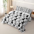 thumbnail image 3 of Manfei Cartoon Cat Bed Spread Queen, Watercolor Dots Animal Queen Coverlet Set, Gray, 3 Pieces, 1 Quilt and 2 Pillowcases, 3 of 7
