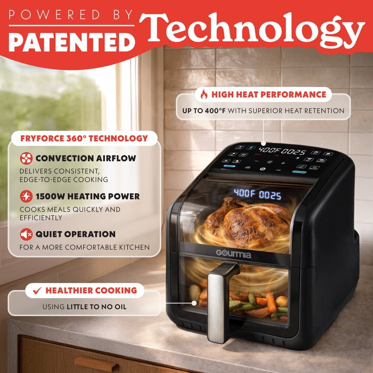 Gourmia Panorama 7-QT Digital Air Fryer with Panoramic View