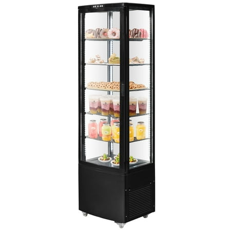 VEVOR Refrigerated Display Case, 9.8 Cu.Ft./278L Large Pastry Display Case, 5-Tier Commercial Display Refrigerator with LED Lighting, TURBO Cooling, Frost-Free Air-Cooling, for Bakery
