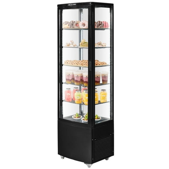 VEVOR Refrigerated Display Case, 9.8 Cu.Ft./278L Large Pastry Display Case, 5-Tier Commercial Display Refrigerator with LED Lighting, TURBO Cooling, Frost-Free Air-Cooling, for Bakery
