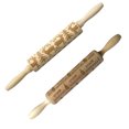 thumbnail image 4 of Dvkptbk Christmas Rolling Pin Engraved Carved Wood Embossed Rolling Pin Kitchen Tool, 4 of 7