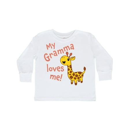 

Inktastic My Gramma Loves me- cute giraffe Gift Toddler Boy or Toddler Girl Long Sleeve T-Shirt