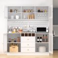 thumbnail image 3 of RichYa Kitchen Pantry 63" Spacious Countertop Hutch Cabinet with 3 Drawers Wine Bottle Rack, Cup Holder & Power Strip White, 3 of 8