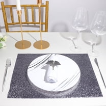 Efavormart 6 Pack Non-Slip Table Placemats, Rectangle Faux Leather Placemats With Glitter - Charcoal Gray for Wedding, Banquet, Party, Kitchen, Dining, Conference Tables Decor, Centerpieces