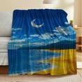 thumbnail image 3 of 1pc Ultra-Soft Flannel Blanket - Beach Scene with Moon & Clouds, All-Season Cozy Throw for Camping, Sofa, Bed & Office - Machine Washable, Stylish Decor & Ideal Gift, Versatile Indoor/Outdoor Use, Be, 3 of 9