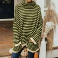 thumbnail image 2 of Lovskoo Sweaters for Women Winter Casual Solid Color Turtleneck Long Sleeve Knitting Loose Sweater Top Green, 2 of 6