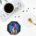 thumbnail image 5 of Kll Octagon Drink Coasters Set Of 4,Pu Leather Absorbent Coasters Set Decorative Coffee Cup Coasters Housewarming Gift For Home Decor-Magic Mushrooms ,Fireflies, 5 of 9