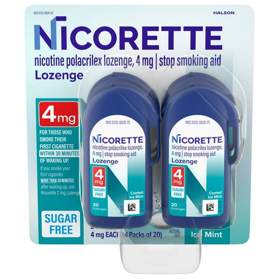 Nicorette, Nicotine Lozenges, Stop Smoking Aids, 4 Mg, Mint, 20 Count, 4 Pack