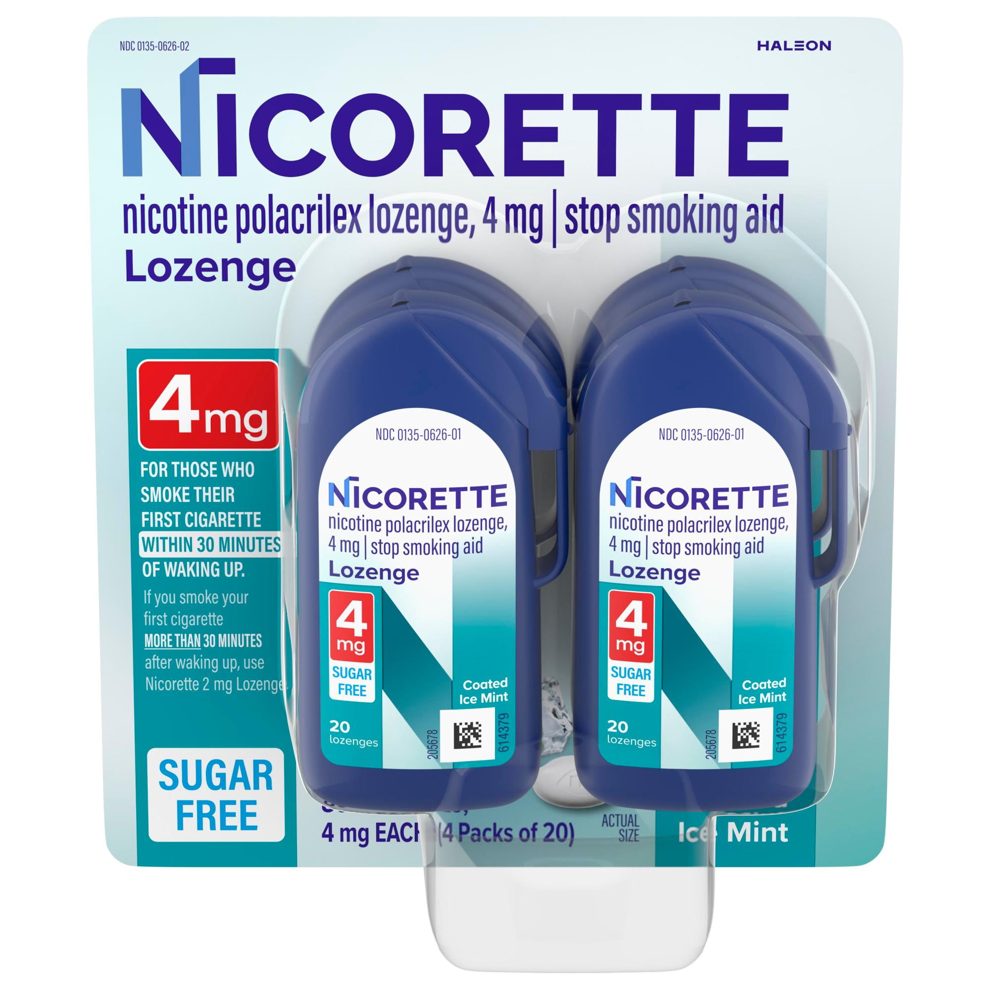 Nicorette, Nicotine Lozenges, Stop Smoking Aids, 4 mg, Mint, 20 Count, 4 Pack