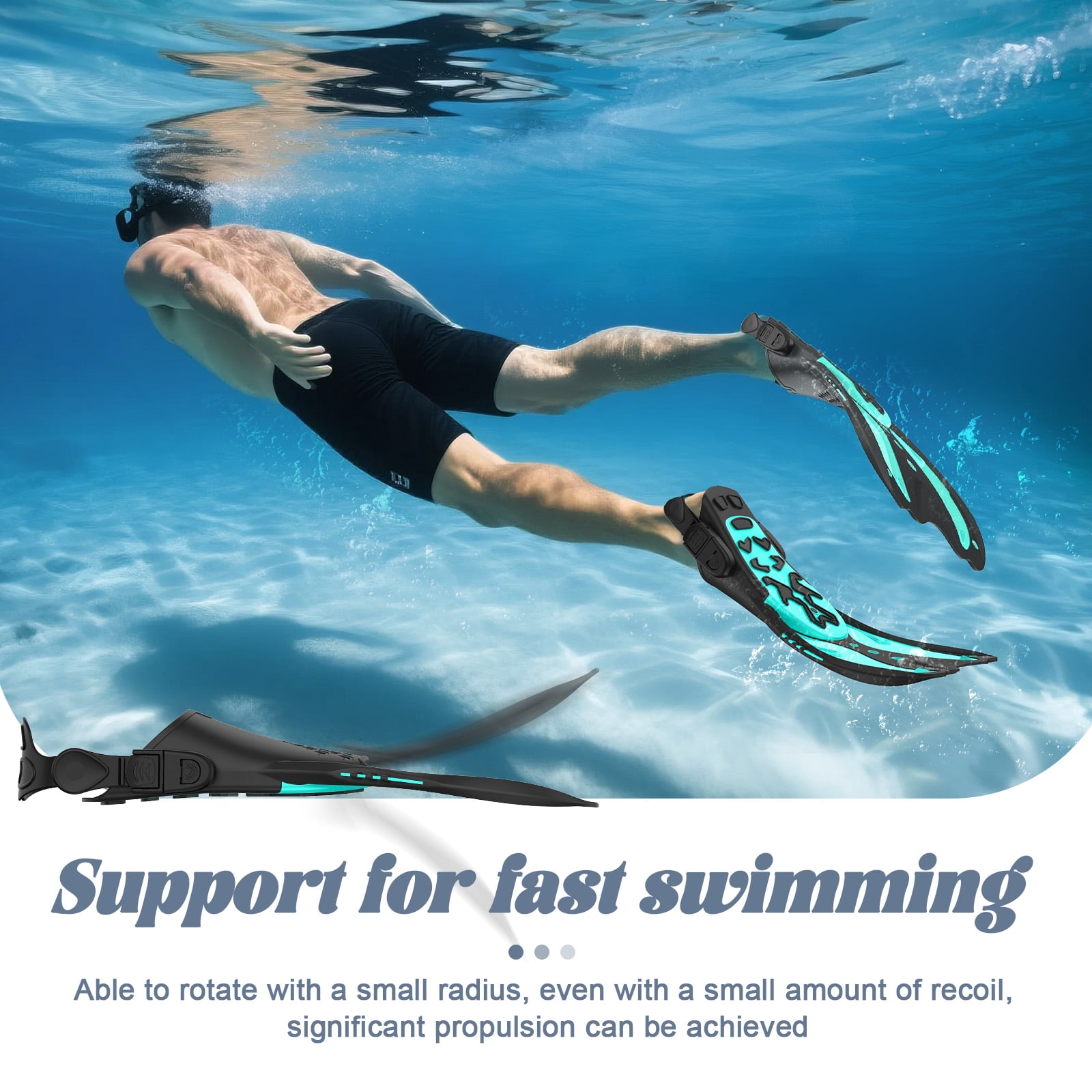 MATEPROX Adult Swim Fins Adjustable Short Blade Dving Flippers Travel Size for Snorkeling-S/M,Green