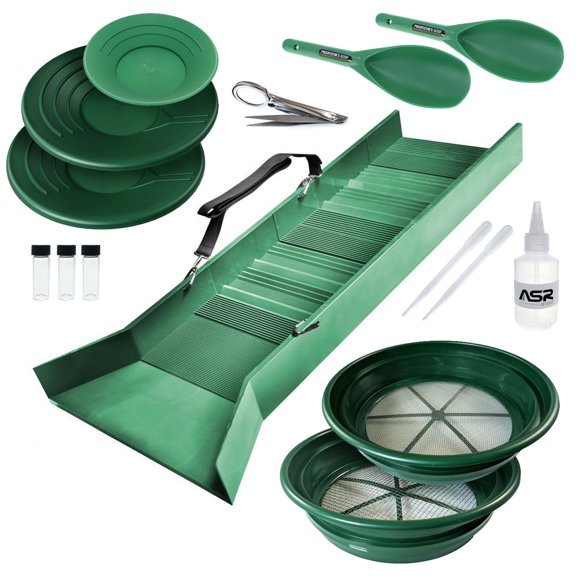 17pc ASR Outdoor Deluxe Sluice Box Gold Prospecting Kit Classifier Pan