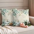 thumbnail image 2 of Thanksgiving Outdoor Waterproof Pillow Covers, Green Eucalyptus Leaves Orange Pumpkin Decorative Square Throw Pillowcase Sofa Cushion Sham for Patio/Couch/Chair, 26"x26" 2 Pack, 2 of 8