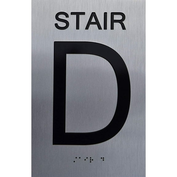 STAIR D SIGN -(Aluminum, Brush Silver, size 6x9) The sensation line