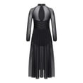 thumbnail image 4 of Sholeno Kids Girls Long Sleeve Lyrical Dance Dress Contemporary Dance Dress Flowy Mesh Maxi Skirted Leotard Black 8, 4 of 7