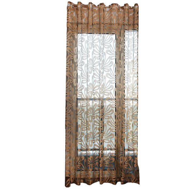 Cortina Gasa 3D Jacquard Gran Flor Ojal Para Decoración Ventana Salón Boda Fiesta Café Sunnimix Sheer
