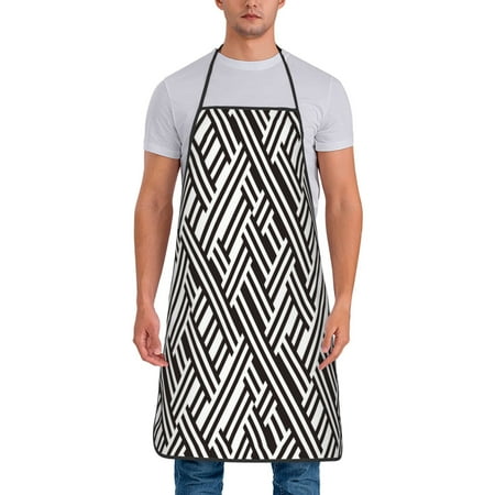 

Adjustable Bib Apron - black white stripes Waterdrop Resistant Cooking Apron Kitchen Aprons for Men Women