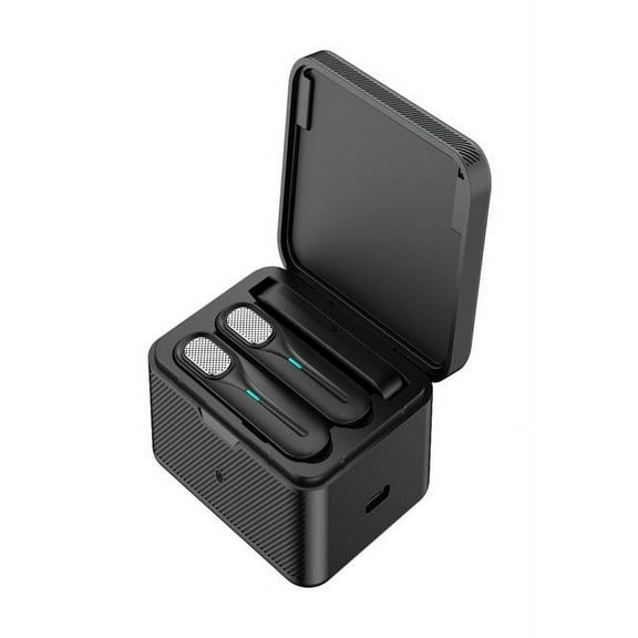 Bluetooth Speaker Noise Reduction Wireless Lavalier Microphone with Charger Box Mini Tie Lapel Recording Mic Small Bluetooth Speaker(Black)