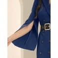 thumbnail image 5 of DARING DIVA Slit Sleeve Belted Double Breasted Blazer Dress XL Dark Blue, 5 of 6