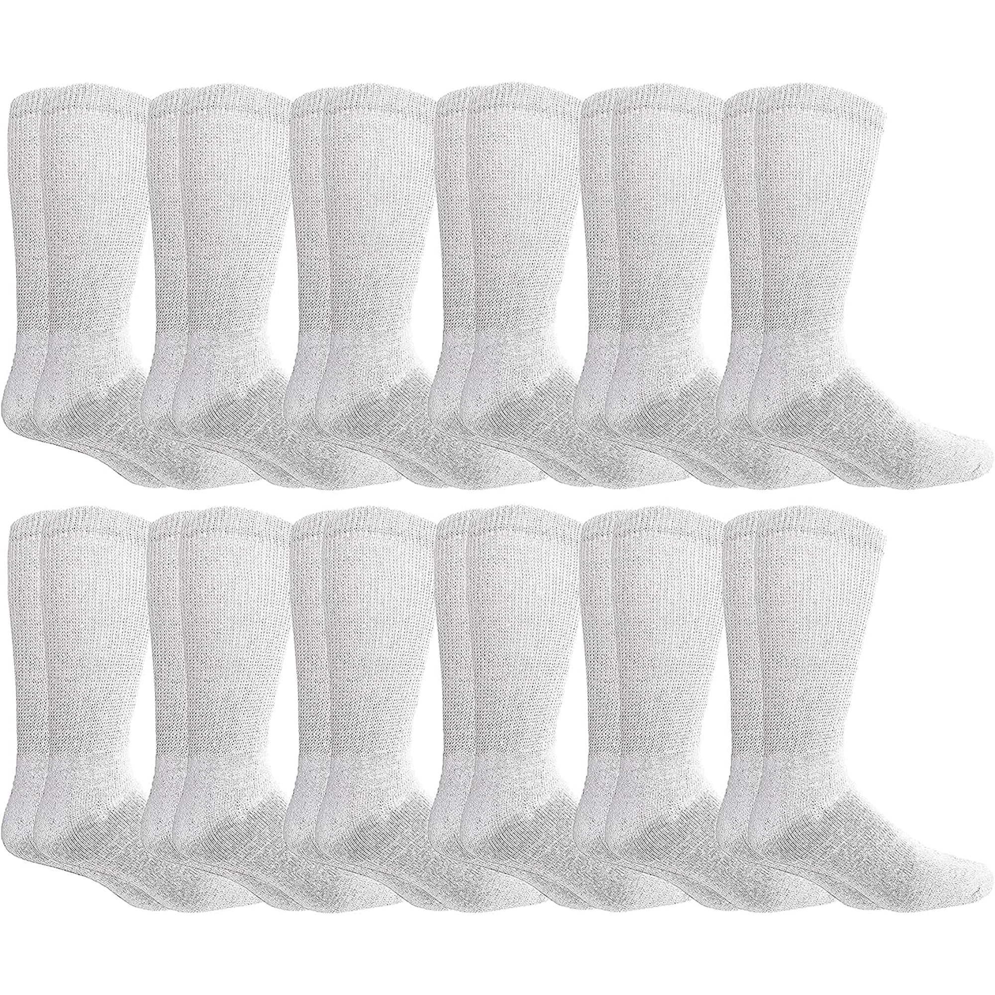Yacht & Smith Diabetic Socks for Men, Superior Comfort, Loose Fit, Neuropathy Edema (12 Pairs White)