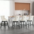 thumbnail image 3 of Tewloss 30" Swivel Bar Stools Set of 4 With Back Velvet Bar Height Chairs for Home Kitchen, Beige, 3 of 8