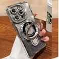 thumbnail image 6 of Magnetic Stand Glitter Case for iPhone 16 Pro Max,[Compatible with Magsafe] Luxury Bling Sparkly Rhinestones with Camera Protector Kickstand Women Girls Case for iPhone 16 Pro Max 6.9",Silver, 6 of 14