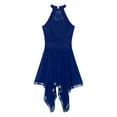 thumbnail image 6 of DPOIS Womens Asymmetrical Dance Dress Hem Mesh Lyrical Dance Costume Navy_Blue L, 6 of 7