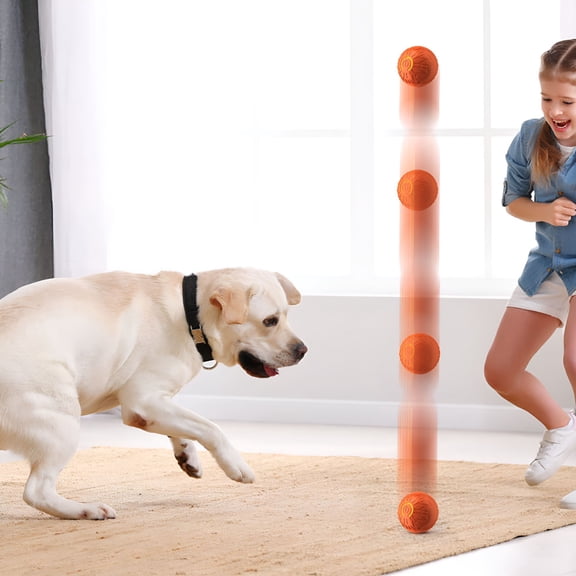 BESTSKY Luminescent Interactive Bouncing Dog Ball Toys, Durable Motion Activated Automatic Rolling Ball Toys for Small Medium Large Dogs, USB Rechargeable, Orange