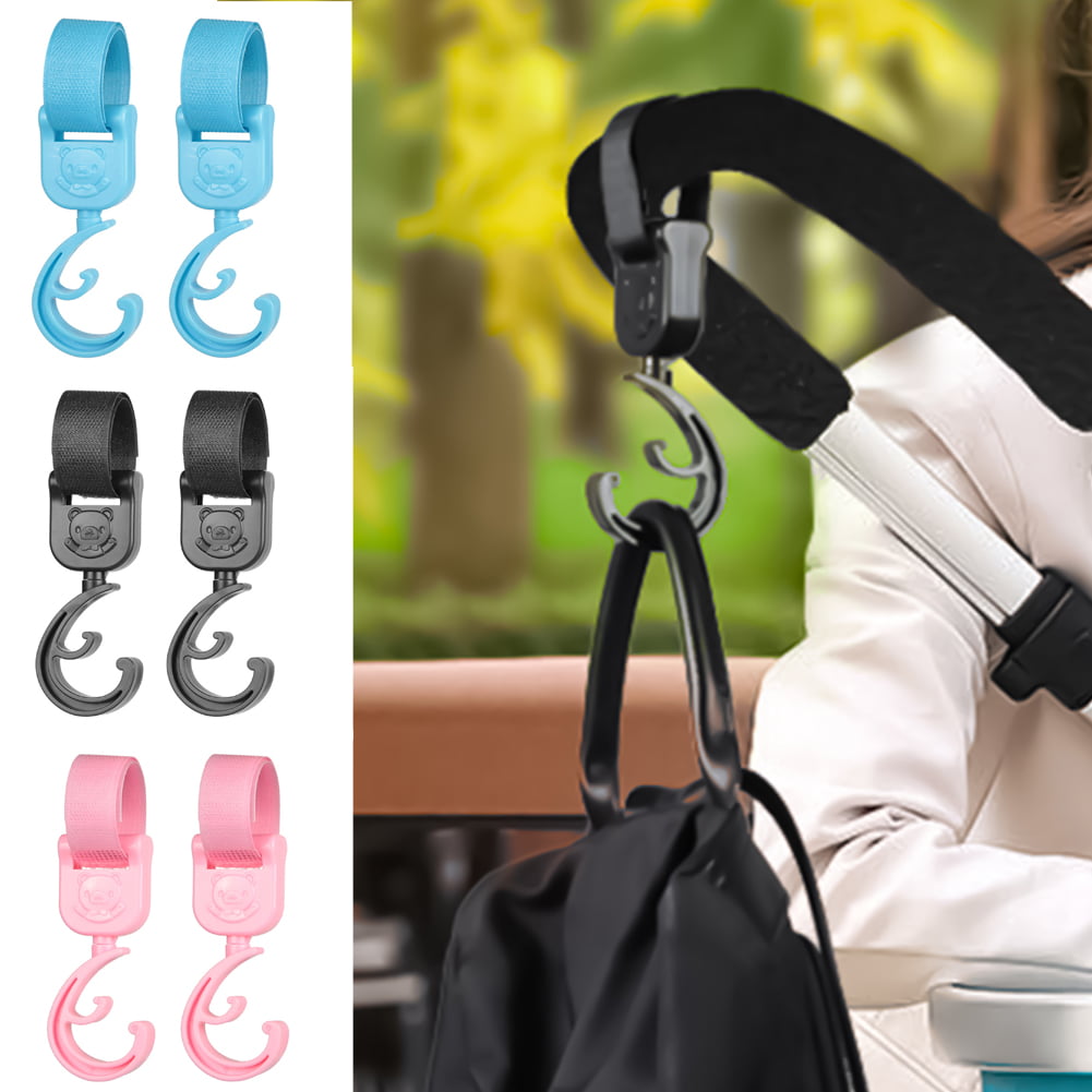 Black Shopping Bags Purse Convenient Clip Multi Purpose Storage Hook Clips for Hanging Diaper Bags Baby Stroller Hooks 