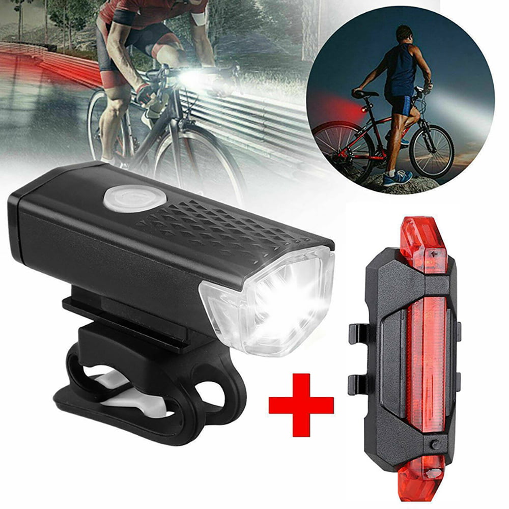 Details about   Rechargeable USB LED Bike Bicycle Head and Tail Cycling Front Back Headlight Set 